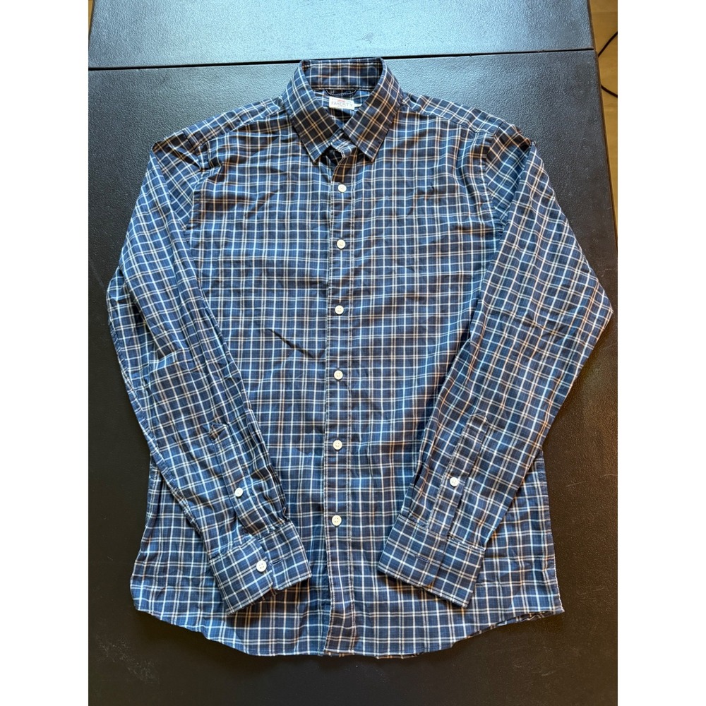 Faherty Brand Mens Movement Shirt Navy Plaid Supima Cotton Stretch MWH2204 M